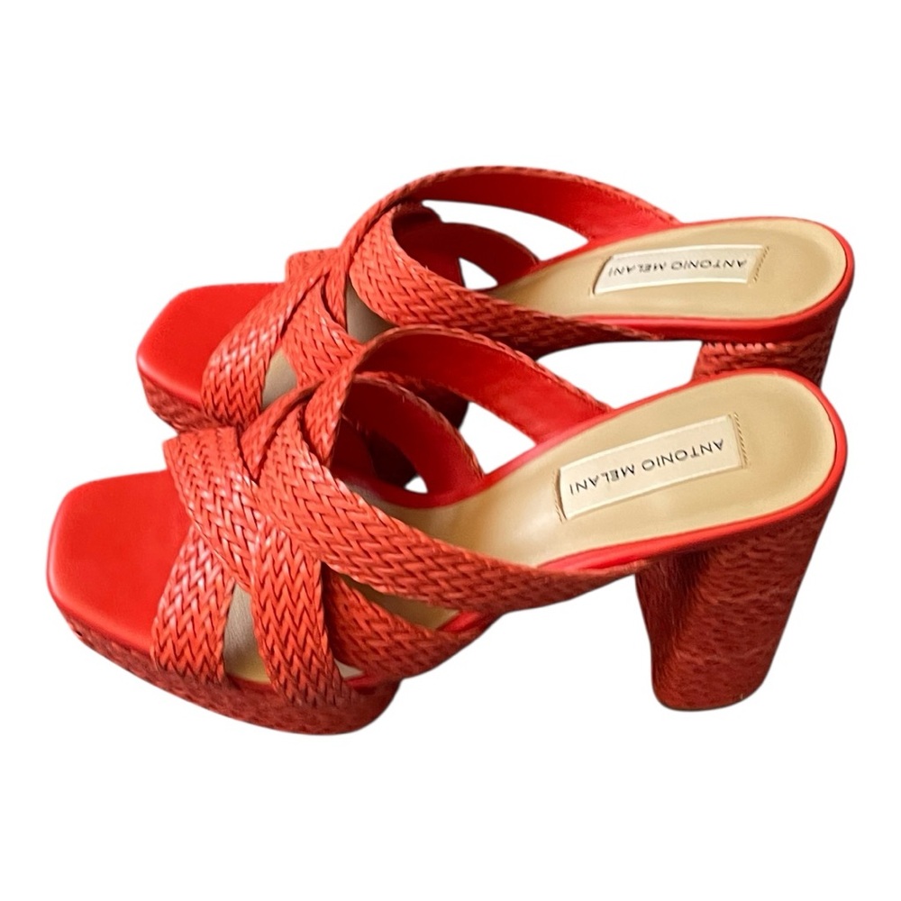 Antonio Melani Women's Orange Woven Heeled Sandals, size 8 - Picture 4 of 5